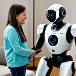 Family Communication**

"A modern family (parents and two children) interacting with a friendly-looking home robot in their living room. The robot is displaying a video call interface, connecting them with grandparents. The scene shows warmth and connection. Everyone is fully clothed in appropriate attire. Safe for work, appropriate content, professional, modest, family-friendly, perfect anatomy, correct proportions, natural pose, well-formed hands, proper finger count, natural body proportions, high quality."

**